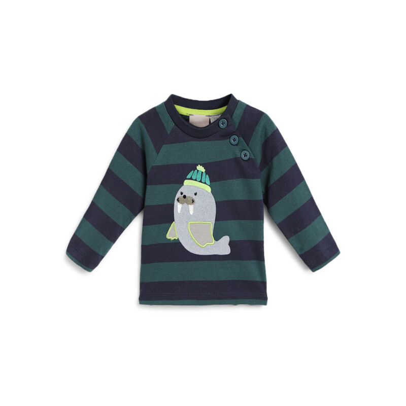 Boys Grey Striped Long Sleeve T-Shirt image number 0